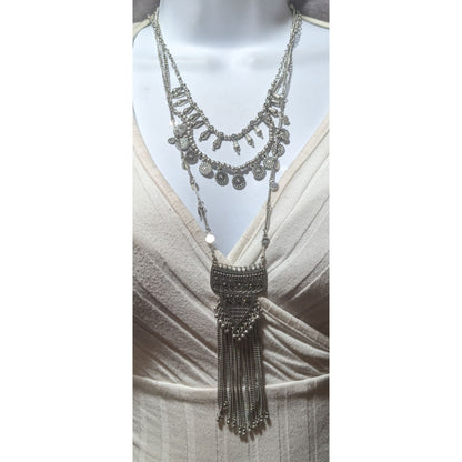 Bohemian Multilayer Charm Fringe Necklace