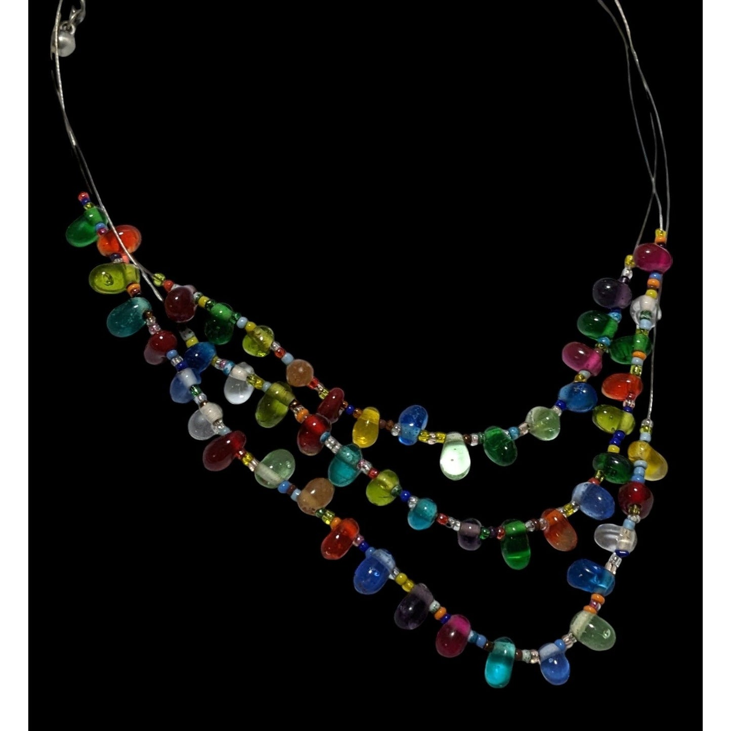 Candycore Multilayer Rainbow Glass Drop Necklace