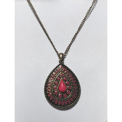 Vintage-Inspired Bohemian Teardrop Pendant Necklace