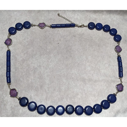 Chico's Blue And Purple Beaded Statement Necklace