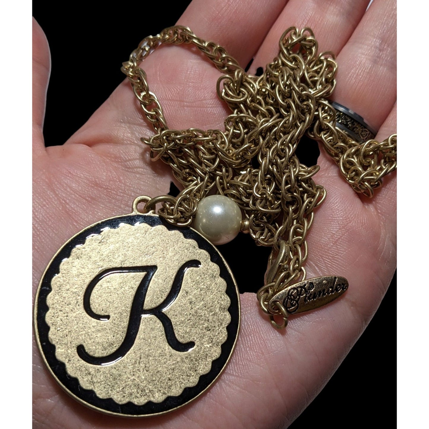 Plunder Jewelry Monogram "K" Medallion Necklace