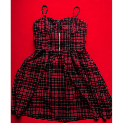 Hot Topic Black And Red Plaid Zipper Dress