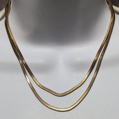 Vintage Forstner Gold Filled Double Snake Chain Necklace