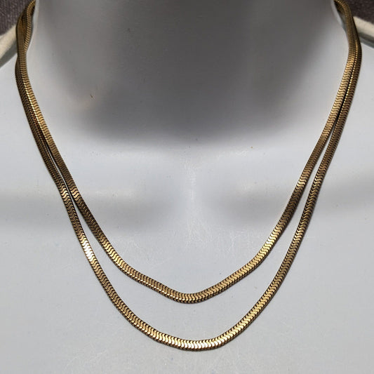 Vintage Forstner Gold Filled Double Snake Chain Necklace