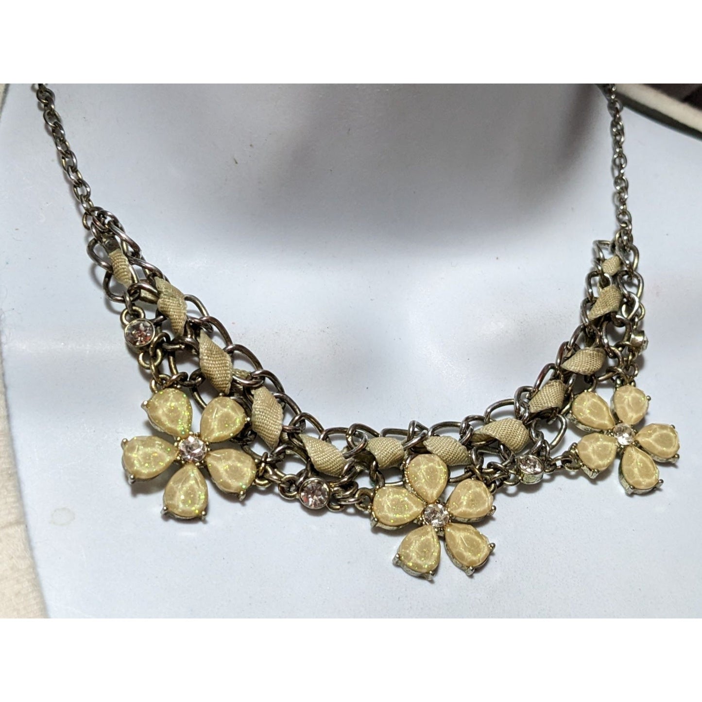 Yellow Shimmer Springtime Floral Necklace