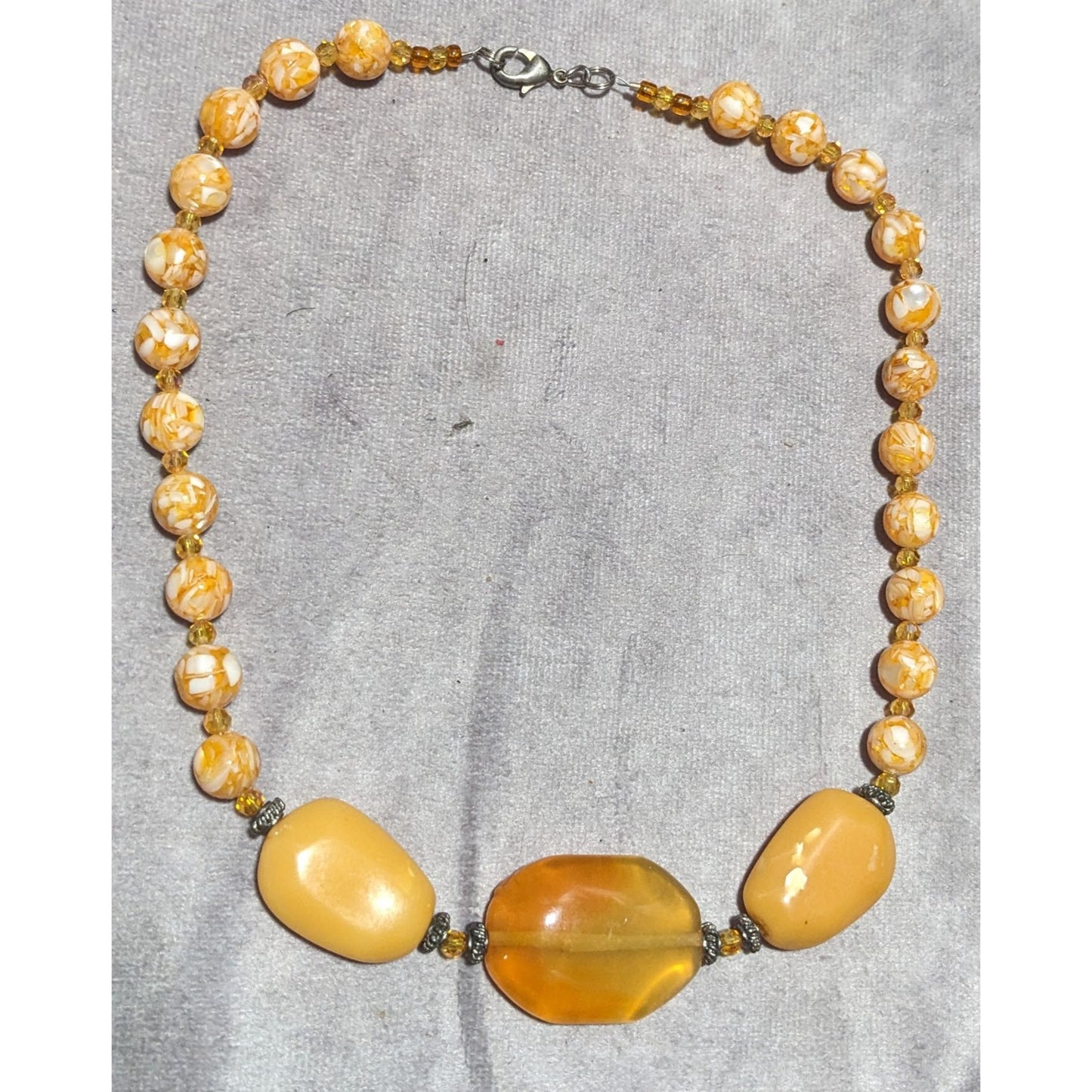 Retro Orange Cream Chunky Beaded Necklace