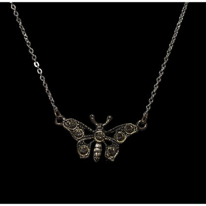 Vintage 90s Butterfly Rhinestone Necklace