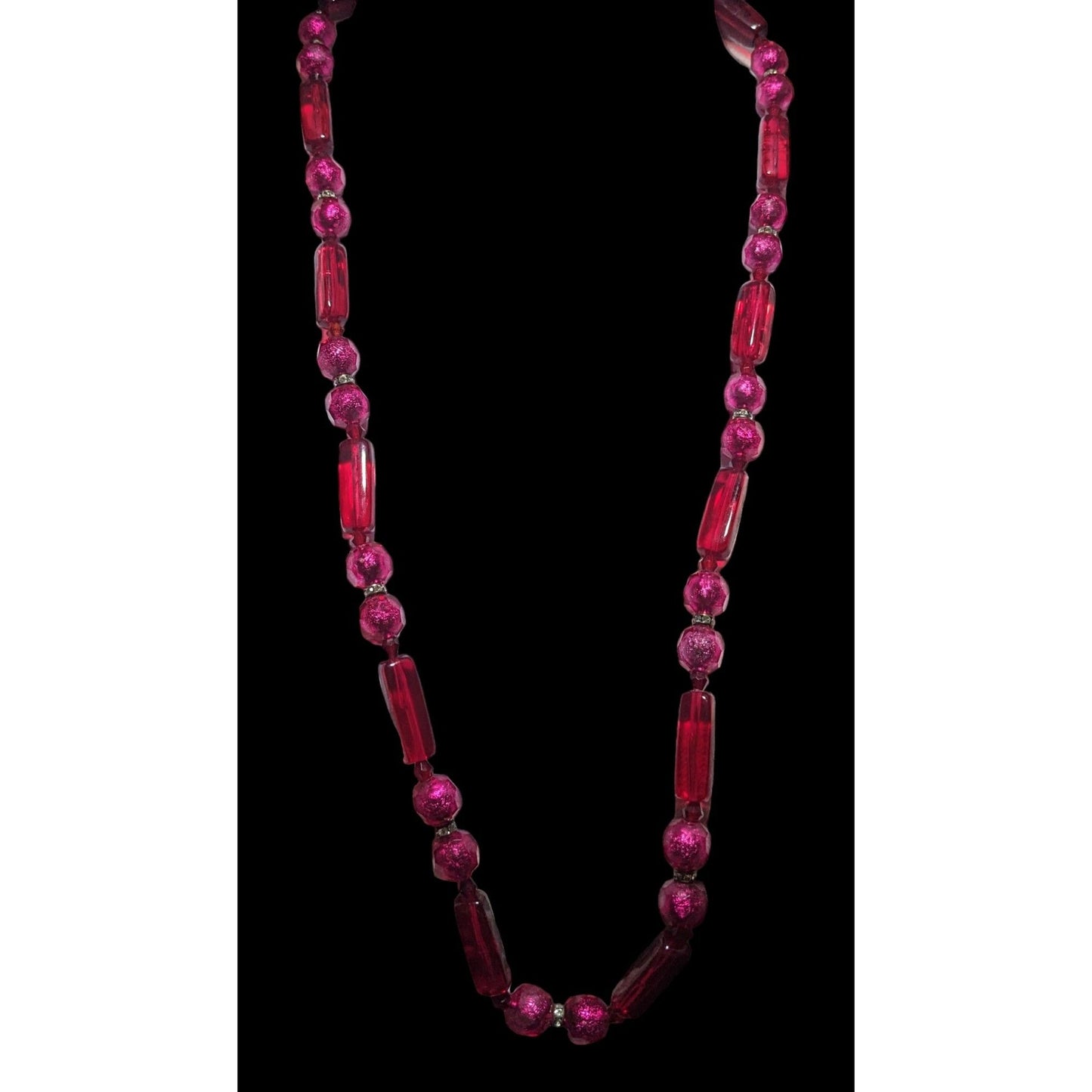 Vintage Pink And Red Beaded Statement Necklace