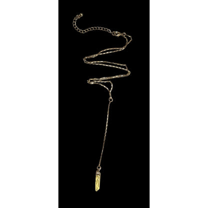 Yellow Crystal Pendant Gold Lariat Necklace