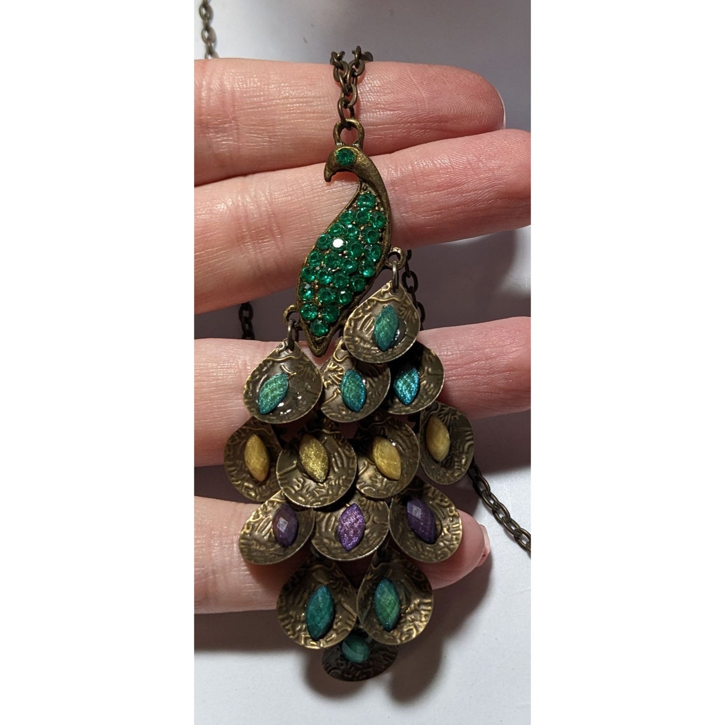 Green Bohemian Peacock Necklace