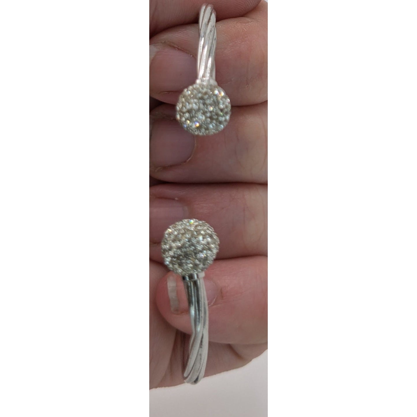 Vintage L'eau Turkey 925 Sterling Silver 1/15 14K CZ Cuff Bracelet Rhinestone Hinge