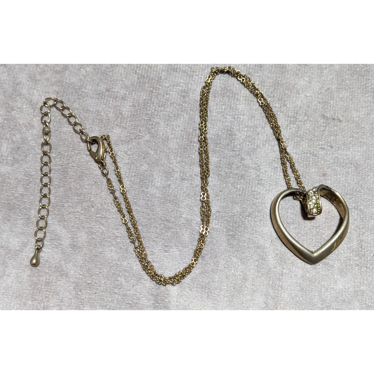 Open Heart-Shaped Rhinestone Pendant Necklace