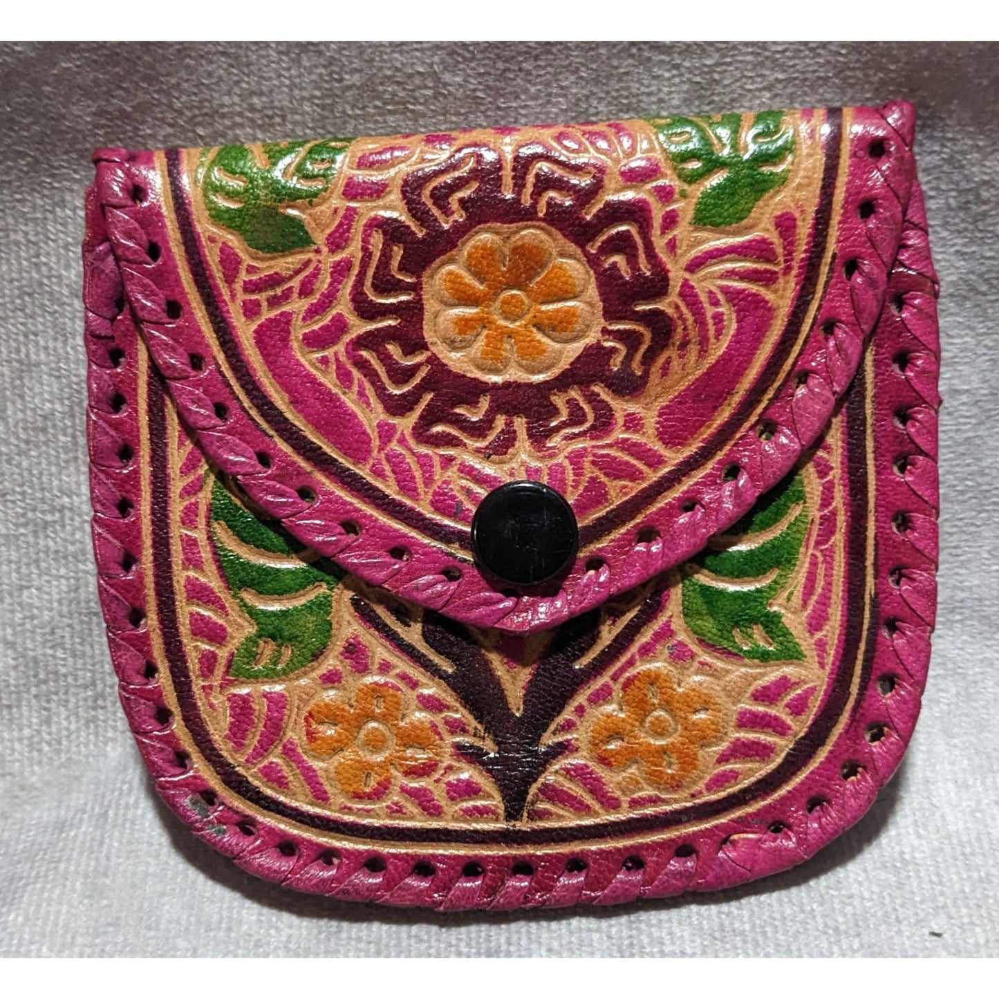 Rainbow Floral Leather Pouch