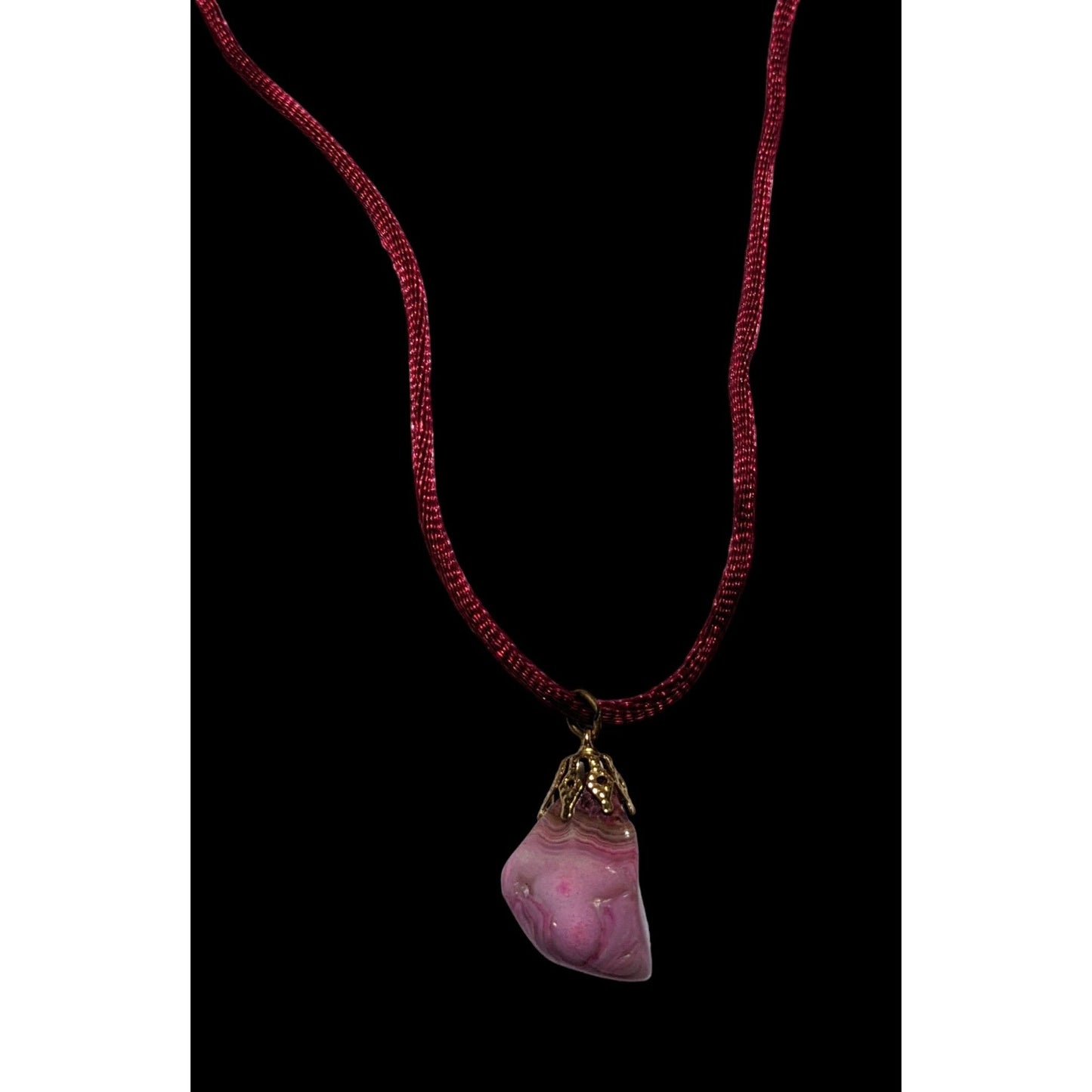 Dyed Pink Natural Agate Pendant Necklace