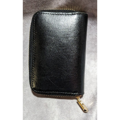 Black Leather Accordion Zip Wallet