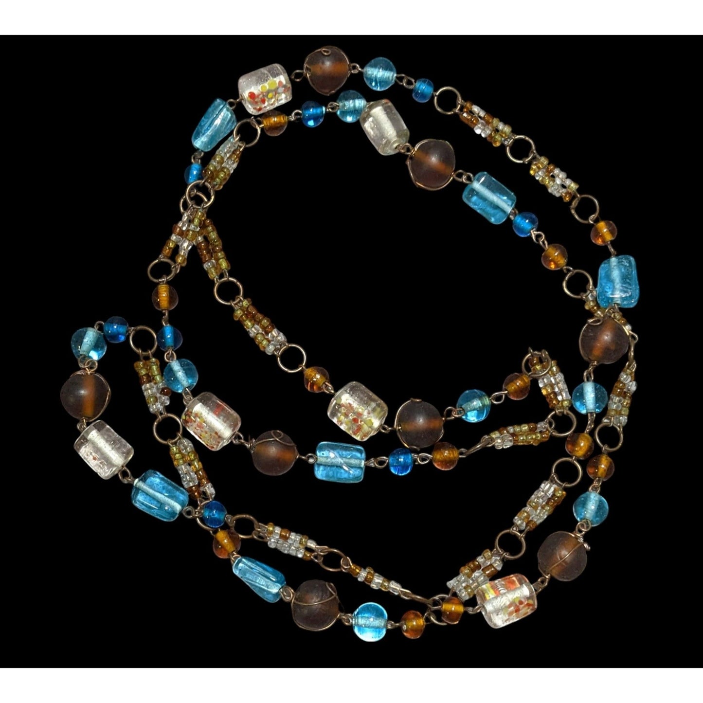 Vintage Bohemian Earthy Glass Beaded Necklace