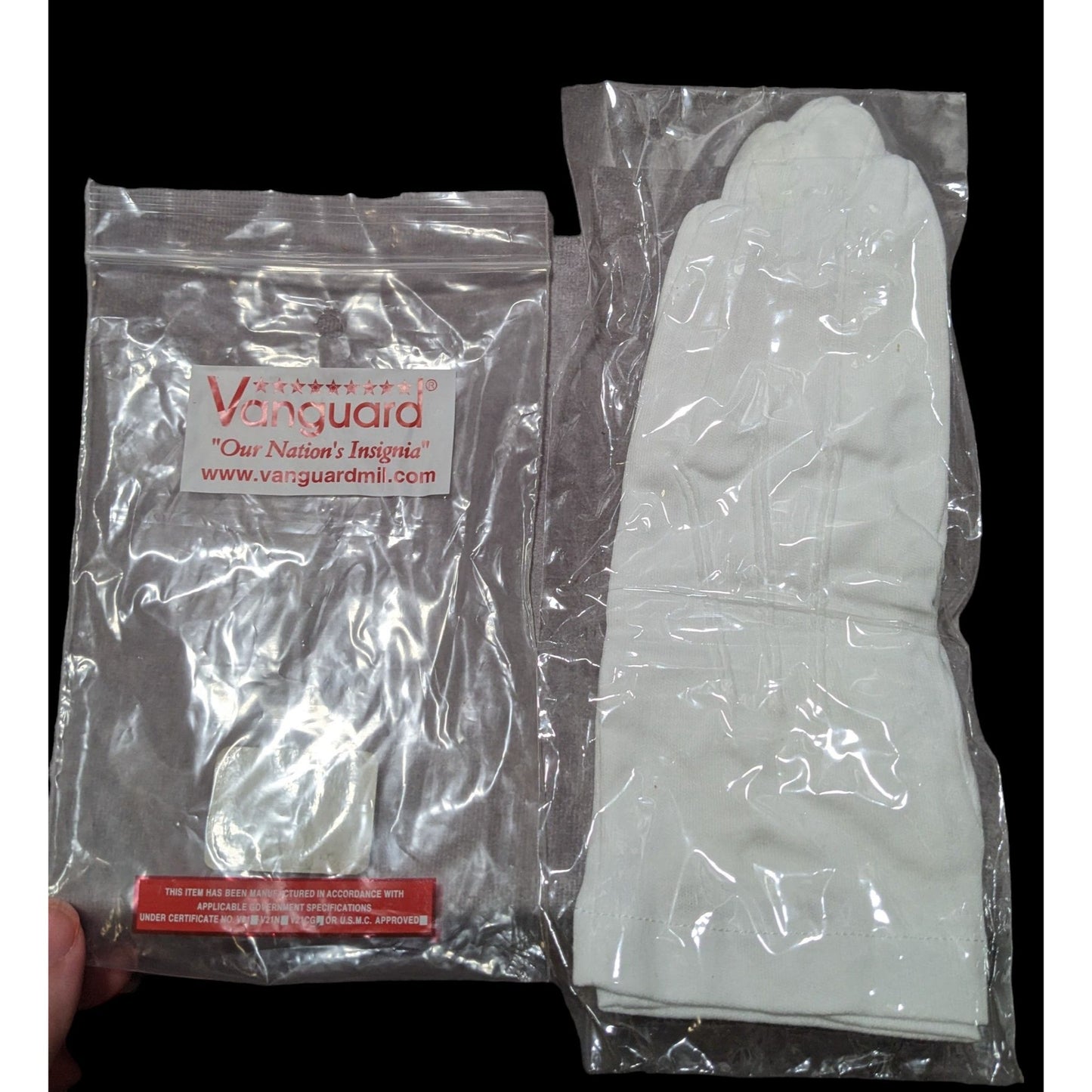 Vanguard White Cotton Snap Wrist Gloves
