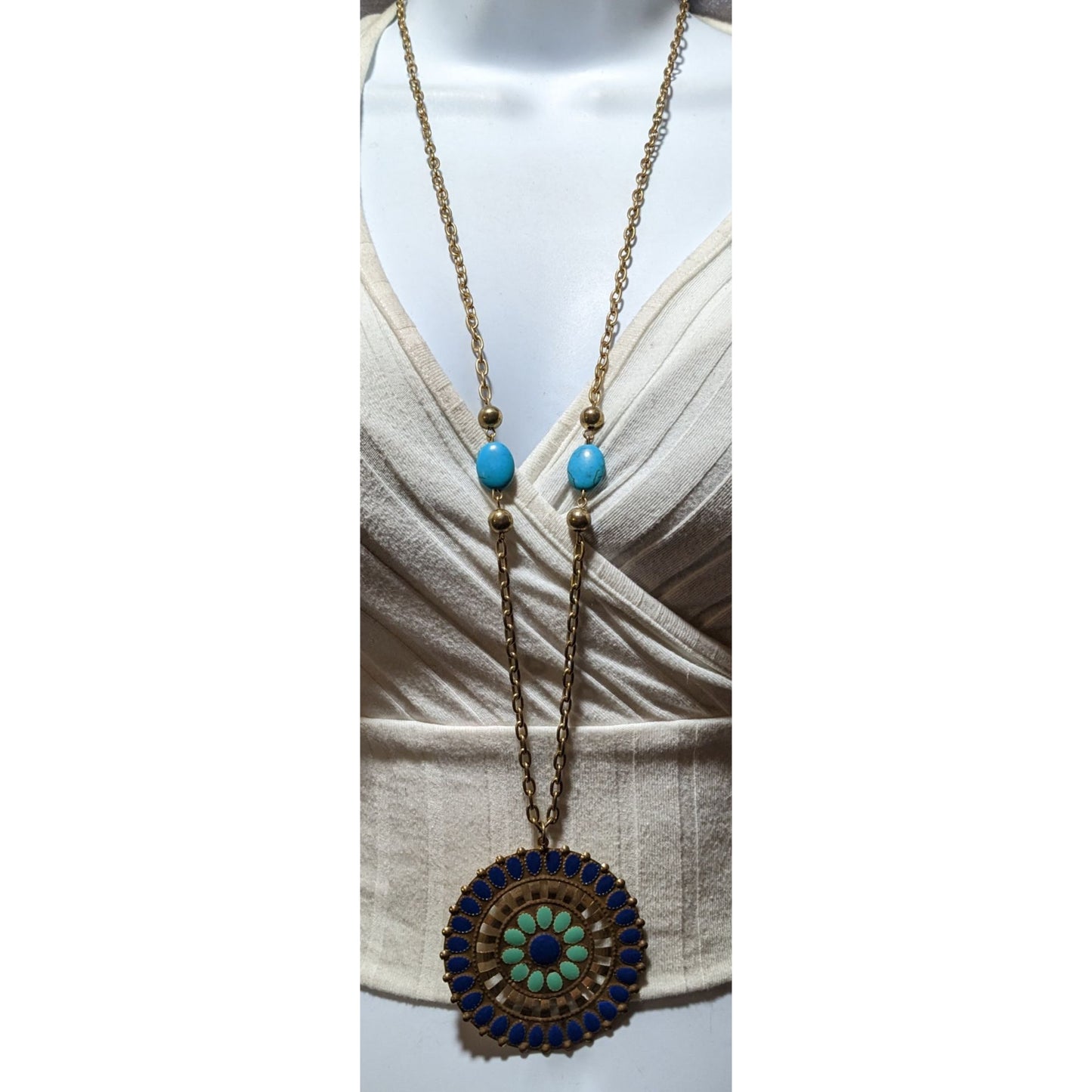 JS Collection Bohemian Enamel Medallion Necklace