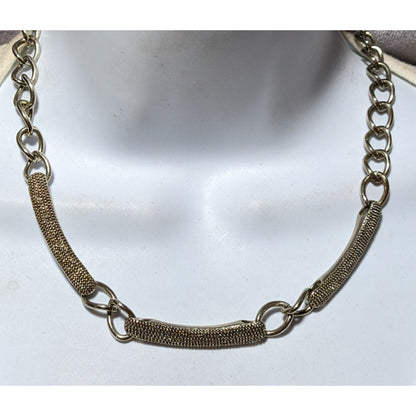 Vintage Monet Textured Bar Link Accent Necklace