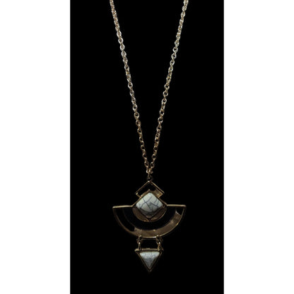 Modern Geometric Abstract Gemmed Pendant Necklace