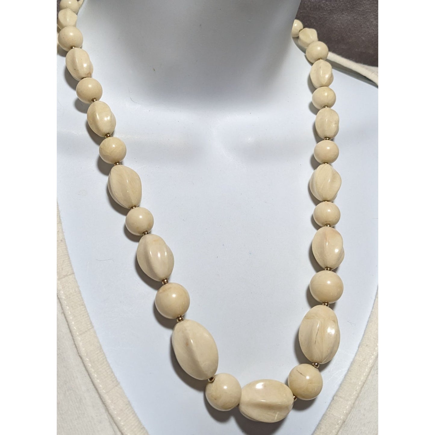 Vintage Cream Beaded Necklace