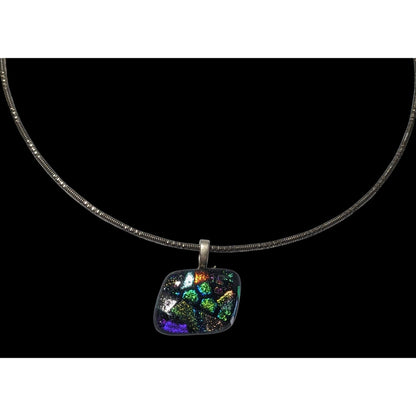 Rainbow Dichroic Glass  Pendant Necklace