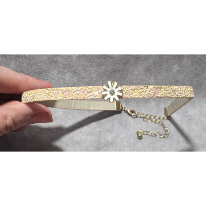 Pink Glitter Daisy Choker