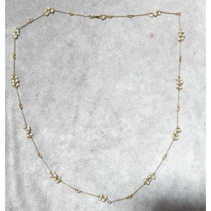 Vintage Avon Gold Pearl Cluster Necklace