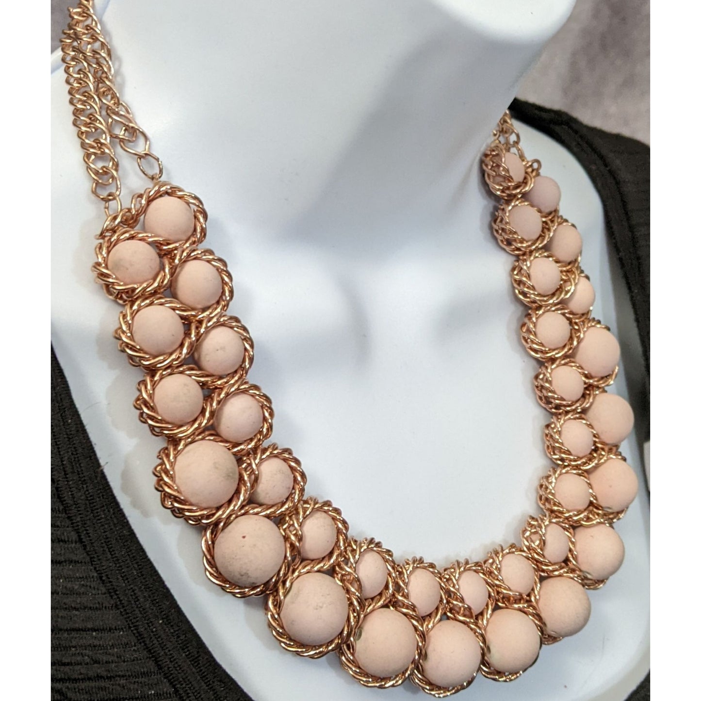 Pink And Rose Gold Bib Statement Necklace