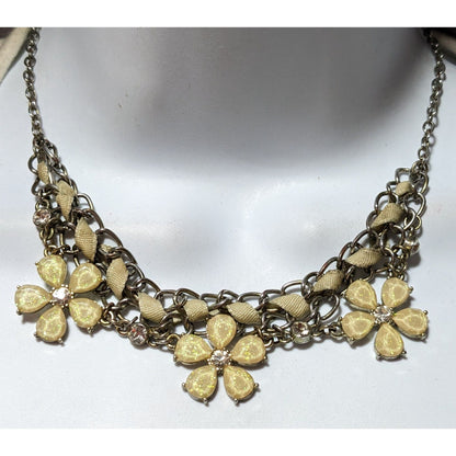 Yellow Shimmer Springtime Floral Necklace