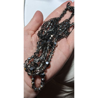 Glam Goth Multilayer Glass Beaded Necklace