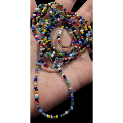 Casual Rainbow Glass Seed Beaded Knotted Necklace