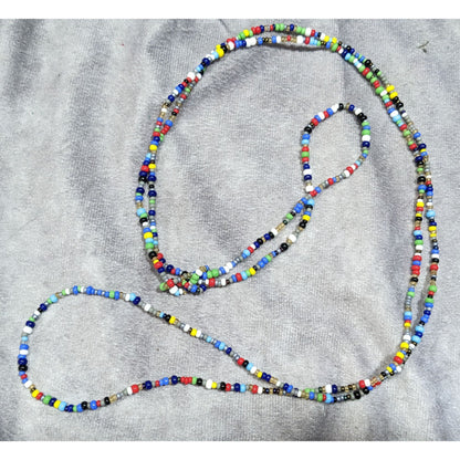 Casual Rainbow Glass Seed Beaded Knotted Necklace
