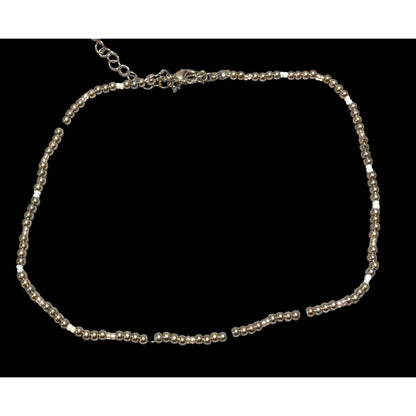 Simple Minimalist Metallic Glass Seed Bead Necklace