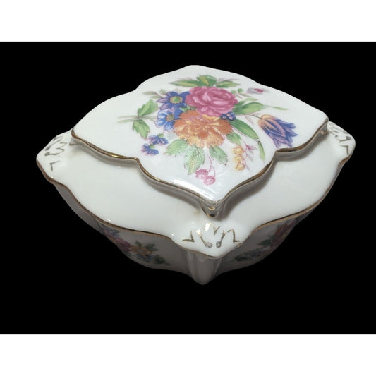 Vintage Floral Glided Porcelain Trinket Box