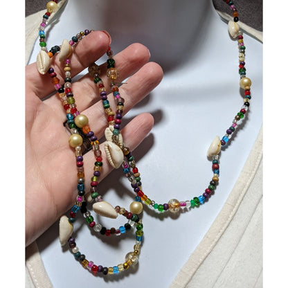 Rainbow Beaded Shell Necklace