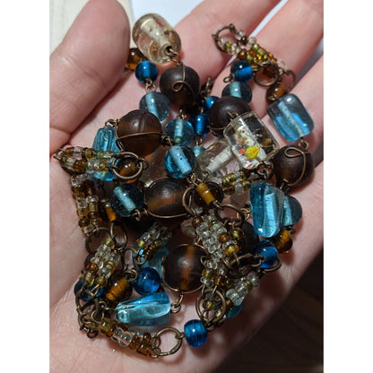 Vintage Bohemian Earthy Glass Beaded Necklace