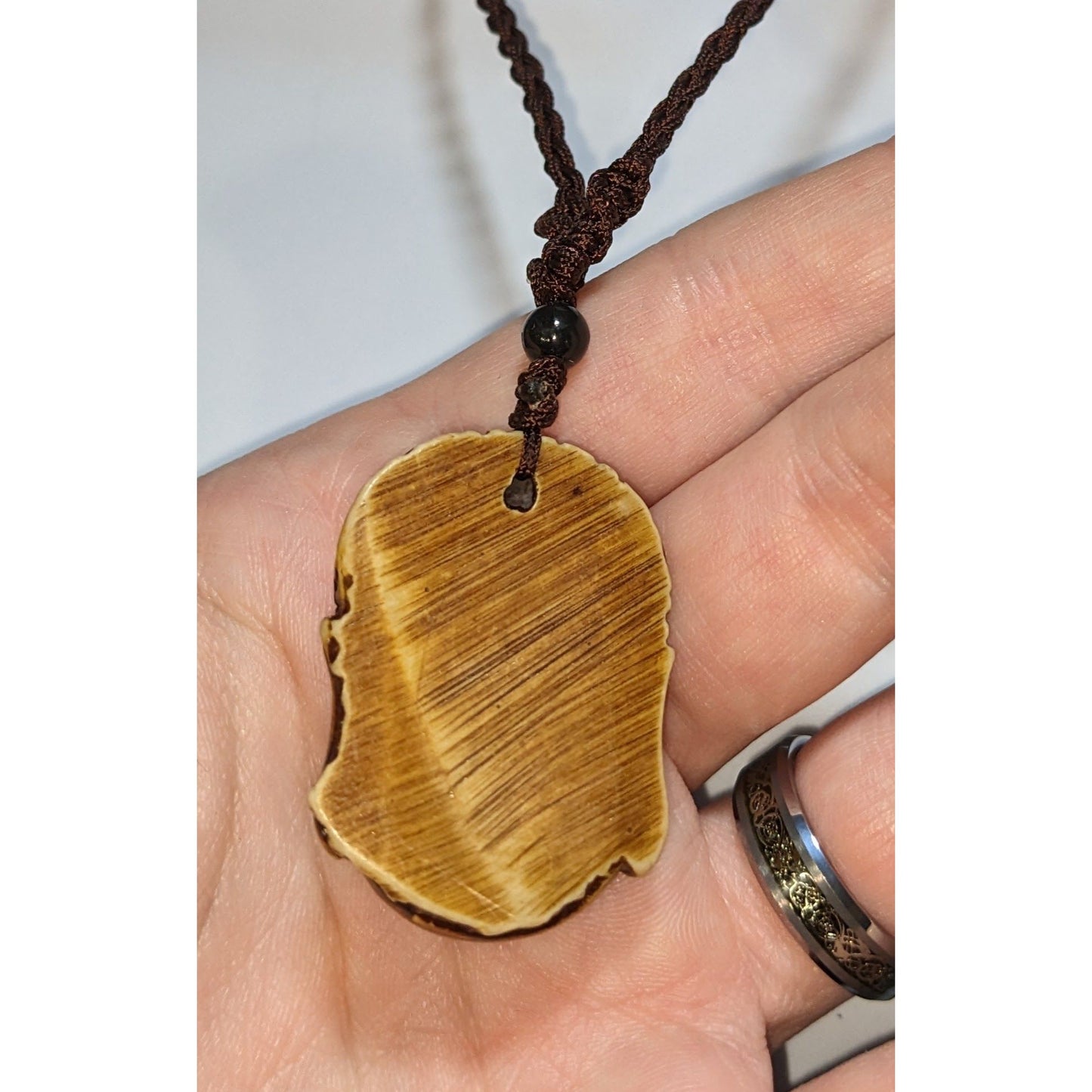 Carved Buddha Head Necklace Meditation Zen Boho Spiritual Pendant