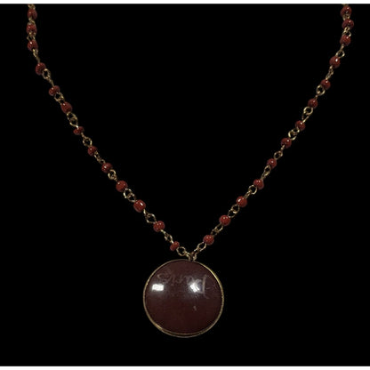Vintage Paris Brown And Gold Tone Beaded Pendant Necklace