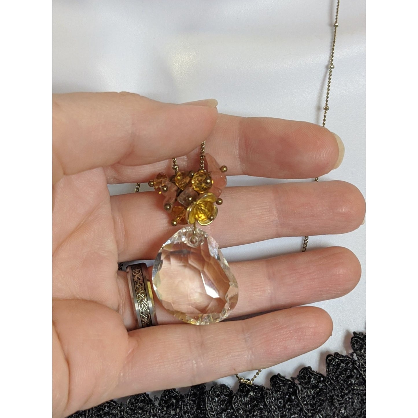 Whimsical Gemmed Cluster Pendant Necklace