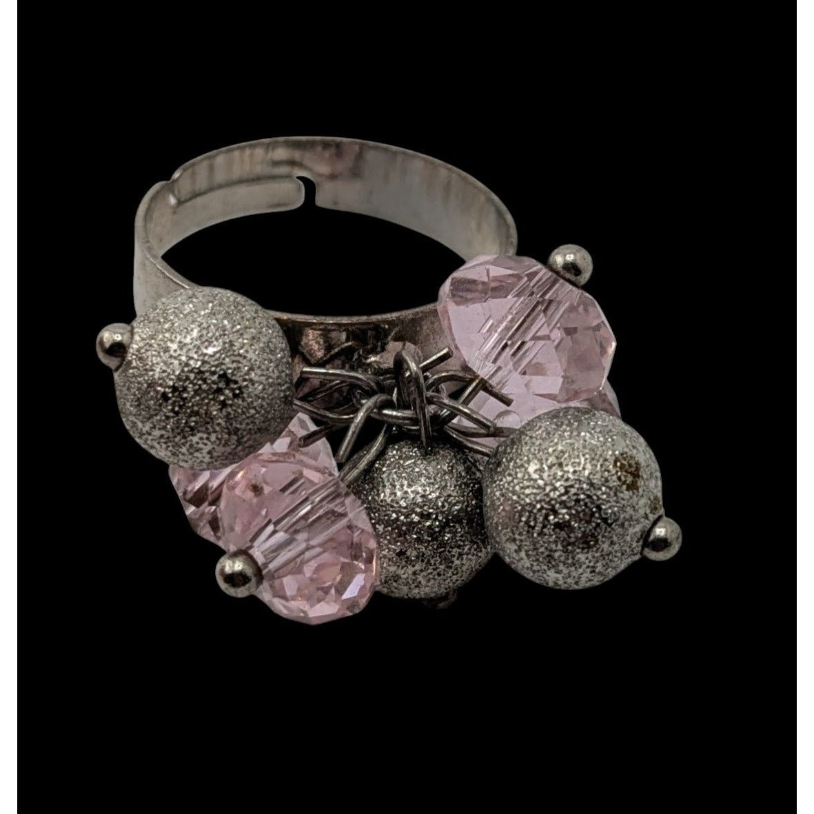 Coquette Beaded Cluster Ring Adjustable Size 5 3/4