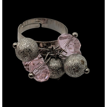 Coquette Beaded Cluster Ring Adjustable Size 5 3/4