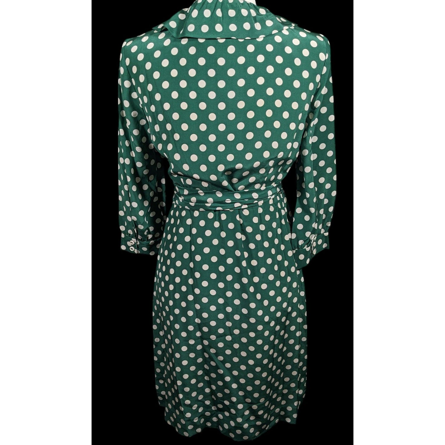 Kate Spade Daniella Silk Green And White Polka Dot Wrap Dress Size 6