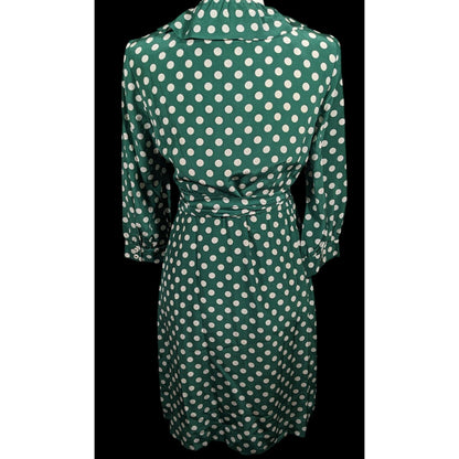 Kate Spade Daniella Silk Green And White Polka Dot Wrap Dress Size 6