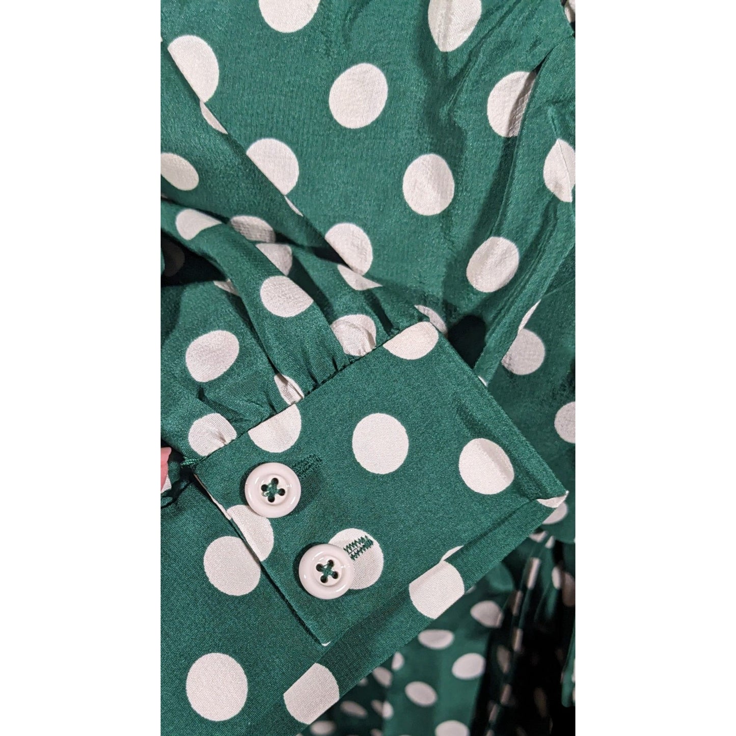 Kate Spade Daniella Silk Green And White Polka Dot Wrap Dress Size 6