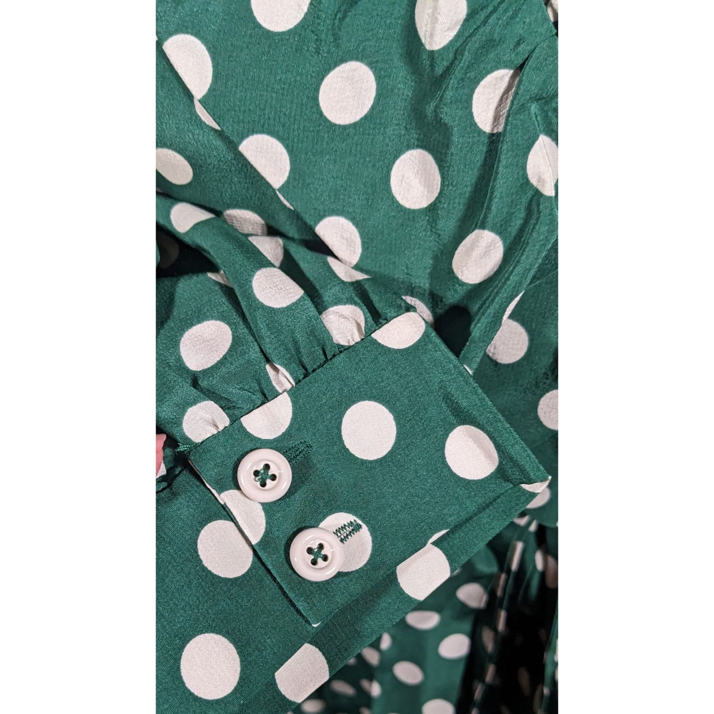 Kate Spade Daniella Silk Green And White Polka Dot Wrap Dress Size 6