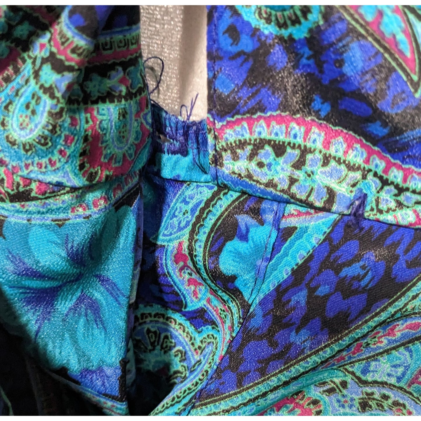 Vintage 80s Willi Of California Blue Paisley Dress