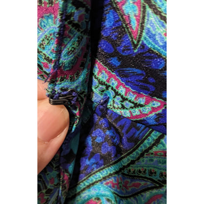 Vintage 80s Willi Of California Blue Paisley Dress