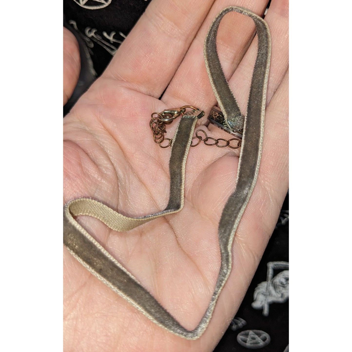 90s Grey Velvet Choker Necklace Grunge Y2K Minimalist Soft Goth Retro Jewelry