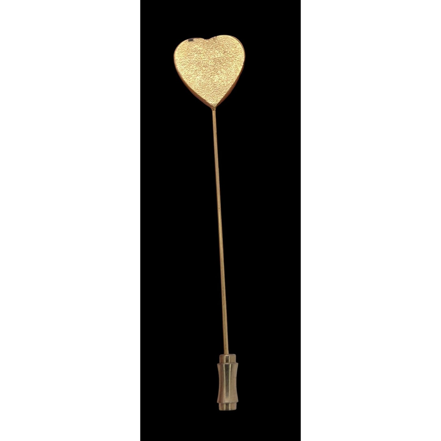Vintage Heart Rose Stick Pin Gold Tone Floral Lapel Hat Scarf Pin